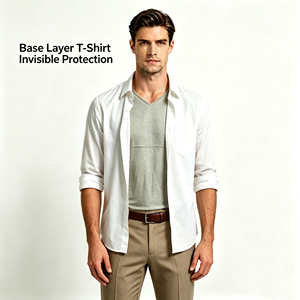 T-shirt à manches courtes col en V 100% fibre d'argent, anti-radiation, protection EMF, à porter tous les jours pour hommes et femmes - Product Image 6