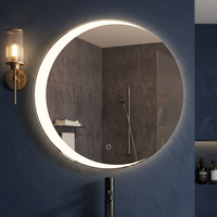 Miroir de salle de bain BATHNOLOGY Logo personnalisé LED miroir rond illuminé d'hôtel moderne pour miroirs de salle de bain de salon et d'hôtel
