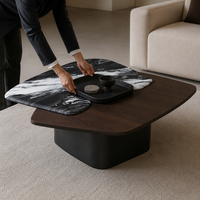 Ensemble de tables basses en bois minimalistes irrégulières pour salon et chambre à coucher