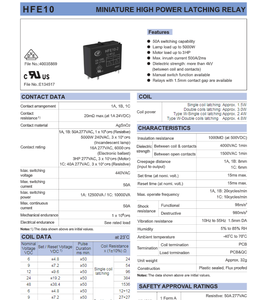 Оригинальное реле Hongfa HFE10-2/24-HT-L2 277VAC 24V DC 50A 4-контактное реле фиксации двойной катушки - Product Image 4