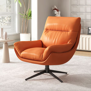 Poltrona Girevole Lawrence in Vera Pelle con Telaio in Legno Massello, Design Moderno, Rotazione a 360°, Sedia Relax <span class=keywords><strong>per</strong></span> Casa e Camera da Letto - Product Image 6