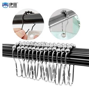 EWANG Wholesale Bathroom Stainless Steel 12pcs <b>Shower</b> Curtain Hooks Rings - Product Image 1