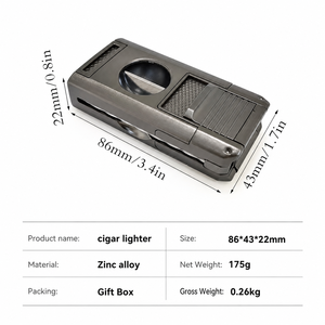 Accendino per Sigari Portatile 4-in-1 con Tagliasigari a V, Punzone, Ago per Sigari e Supporto - Fiamma a Getto Antivento per Viaggi e Affari - Product Image 2