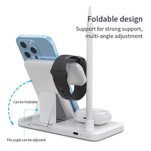 15W phổ điện thoại di động sạc <span class=keywords><strong>Dock</strong></span> trạm 4 trong 1 có thể gập lại không dây sạc đứng cho iPhone Apple xem Airpods với bút - Product Image 4