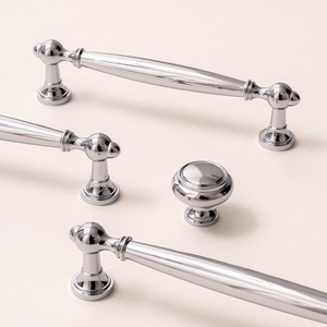 Tiradores de Muebles de Latón, Cromados Plateados, para Gabinetes de Cocina, Tiradores de Cobre Sólido de Lujo para Armarios, Cómodas y Cajones - Product Image 1