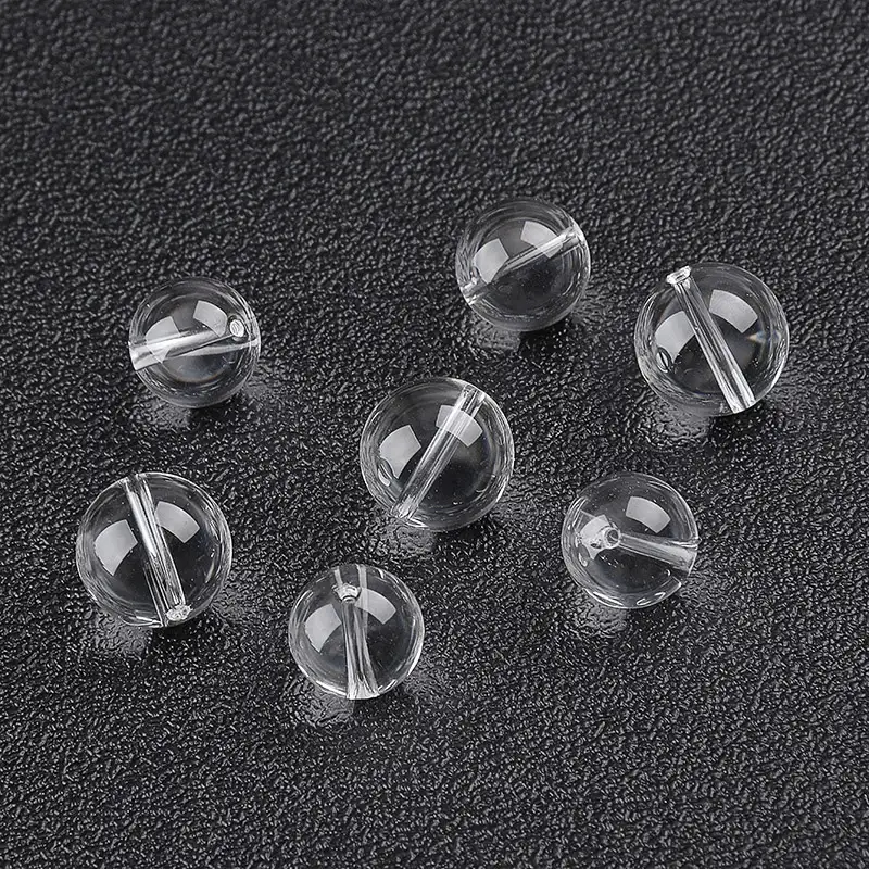 Cuentas de cristal transparente con agujeros, 4mm, 6mm, 8mm, 10mm, 12mm, 14mm, 16mm, 18mm, 20mm, 25mm, 30mm