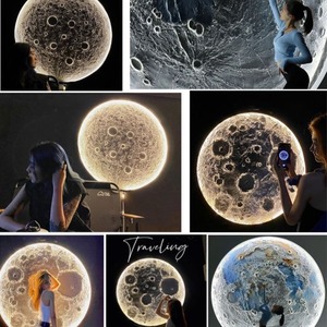 Lámpara de Pared Creativa con Forma de Luna 3D, Lámpara de Barra Circular de Lujo, Decoración Única para Camping - Product Image 2