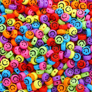 Nouveauté usine 100 pièces/paquet perle acrylique haute qualité 7mm coloré sourire perles bricolage matériel de perles - Product Image 3