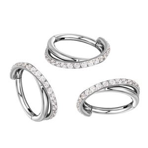 ASTM-Piercing <span class=keywords><strong>de</strong></span> titanio para el cuerpo, joyería CZ pavé, torsión lateral, 16G, transparente, PVD, oro, segmento con bisagras, pendientes, anillos para <span class=keywords><strong>la</strong></span> <span class=keywords><strong>nariz</strong></span> - Product Image 4