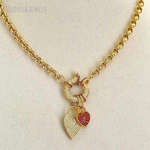 NM51603 <span class=keywords><strong>collana</strong></span> a catena placcata in oro alla moda <span class=keywords><strong>gioielli</strong></span> da donna regali di zirconi cubici con ciondoli a forma di cuore - Product Image 2