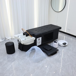 Sillón de Champú Profesional Moderno para Salón con Lavabo de Plástico, Cubierta de Cuero PU, Reposapiés Fijo, Equipo de Spa para Uso Comercial - Product Image 2
