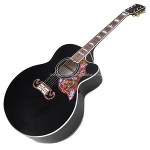 Flyoung chitarra acustica da 43 pollici modello SJ200 chitarra chitarra nera tagliata