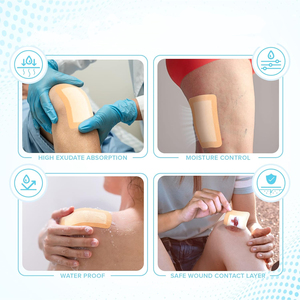 แผ่นปิดแผลแบบมีกาวในตัวโฟมซิลิโคน, ผ้าพันแผลกันน้ําขนาดใหญ่, Sacrococcygeal, ผ้าพันแผลกาวแผลเป็นแรงดัน - Product Image 5