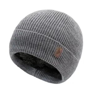 Gorro de malha grosso personalizado chapéus quentes de inverno com forro de lã