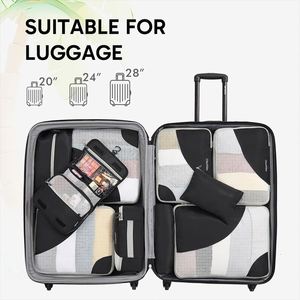 Ensemble de 7 cubes de rangement de voyage, sacs organisateurs de bagages à compression pour valise, vacances - Product Image 5