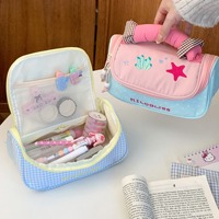 Grande Trousse de Maquillage Portable et Légère, Sac Cosmétique Brodé Mignon à Grande Capacité, Pochette de Toilette Portable pour Fille