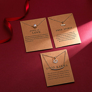 Rinhoo Wish Card collar perla de amor Goold Lucky KARMA elegante corazón pájaro mariposa colgante collares mujer collar de moda