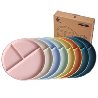 Assiette compartimentée en paille de blé personnalisée, design moderne et minimaliste, couleur unie, vaisselle pour enfants