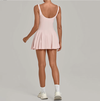 Robe de tennis sans manches pour femme avec logo personnalisé, dos rembourré, séchage rapide, respirante, extensible, motif uni, été, pour le tennis et le golf