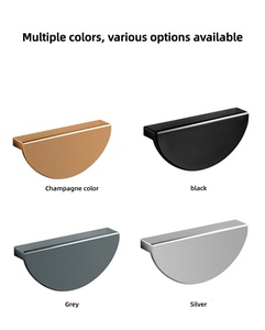 Minimalist Semicircular Aluminum Black Cabinet <strong>Knobs</strong> for <strong>Doors</strong> and Drawers - Product Image 2