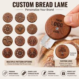 Professional Round Wooden Lame Dough <b>Tool</b> Custom Logo Artisan Bread Scoring Cutter Baker Accessories for Sourdough - Product Image 3