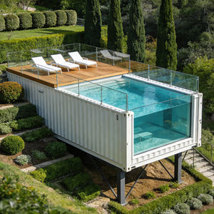 Kit de piscine hors sol moderne avec bordure en bois de cèdre et système complet de pompe filtrante pré-câblée et de skimmer - Product Image 1
