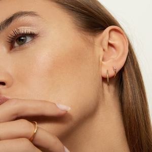 2025 Manufacturer Exquisite Fashionable Simple 925 <b>Sterling</b> <b>Silver</b> Jewelry 18k Gold Plated Diamond <b>Hoop</b> Earrings - Product Image 3