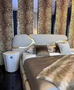 Cama de Cuero Genuino de Lujo Estilo Italiano, Cama Doble de Diseño Moderno <span class=keywords><strong>Roberto</strong></span> Villa para Dormitorio Grande - Product Image 4