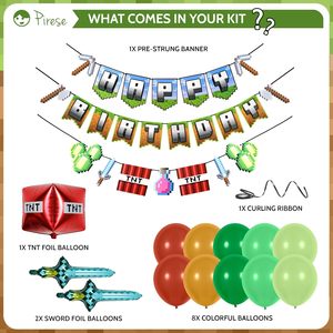 LEMON Pixel Decoraciones <span class=keywords><strong>de</strong></span> cumpleaños Gaming Themed Happy Birthday Banner con TNT y Sword Foil Globos Pixel Party Decoraciones - Product Image 4