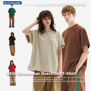 T-shirt in Cotone Pesante 340gsm a Maglia Solida Vestibilità Regolare di Tendenza, Neutra per Meme Virali e Design Grafico Personalizzato, Streetwear Unisex - Product Image 3