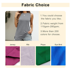 Camisetas sin mangas para mujer, al por mayor, con diseño de logotipo personalizado y etiqueta, transpirables, informales, para entrenamiento, 180GSM, 100% algodón, con aberturas laterales. - Product Image 3