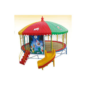 다용도 유치원 트램펄린, 컬러풀 텐트가 있는 야외 점핑 트램펄린, 슬라이드가 있는 트램펄린 QX-11102B - Product Image 6