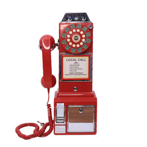 <span class=keywords><strong>Pendentif</strong></span> décoratif américain rétro à l'ancienne modèle de téléphone à fil mural rouge lait thé boutique bar restaurant - Product Image 1
