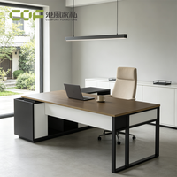 Bureau de direction blanc et gris, ensembles de bureaux de direction pour PDG, bureau de direction en forme de L