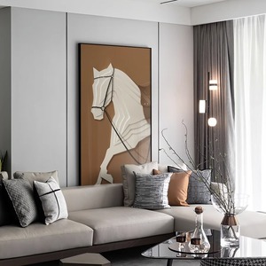 <span class=keywords><strong>Peinture</strong></span> à l'huile sur toile en <span class=keywords><strong>acrylique</strong></span> et grès, art mural moderne fait à la main, décoration d'intérieur de luxe, thème animal <span class=keywords><strong>abstrait</strong></span> (<span class=keywords><strong>cheval</strong></span>), style Factory Living, Farmed - Product Image 3