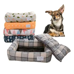 New style removable and washable printing square pet nest cama para mascotas Green Avocado pet dog cat Bed
