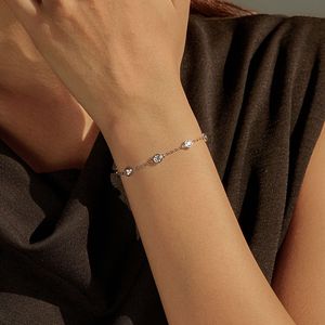 S925 Silver Chain <b>Bracelet</b> Round Crystal Bezel Set Classic Unisex Everyday Wear <b>Adjustable</b> Link <b>Bracelet</b> - Product Image 3