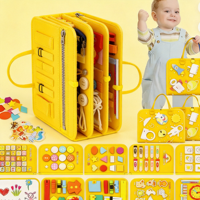 Tableau d'activités sensorielles Montessori portable en feutre, jouet éducatif pour tout-petits, livre silencieux de voyage, entraînement aux compétences préscolaires