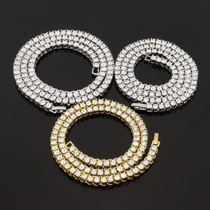 Collier Chaîne Tennis Unisexe Hip Hop Bling en Strass Givrés Simple Rangée 3MM 4MM 5MM pour Hommes, Vente en Gros - Product Image 3