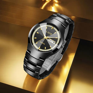 LIGE LG89267 reloj negro totalmente de cerámica para mujer pulsera cristal analógico cuarzo impermeable elegante vestido reloj regalo para damas - Product Image 6