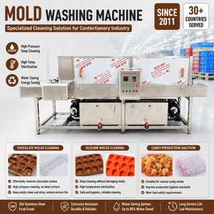 <span class=keywords><strong>Machine</strong></span> de nettoyage automatique à convoyeur en acier inoxydable pour moules à chocolat chaud et moules en silicone pour confiseries et bonbons - Product Image 1
