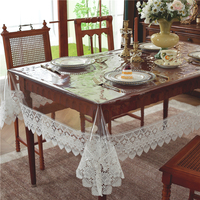 Nappe Transparente en PVC à Dentelle Soluble dans l'Eau, Résistante à la Chaleur, Facile à Nettoyer, Anti-rayures pour Table de Salle à Manger et Maison