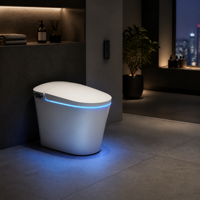 WC intelligent avec télécommande, couvercle à ouverture automatique, séchage à l'air, siège chauffant, allongé, siphon en P, céramique, fonction lavage féminin