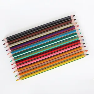 wholesale Factory Product Customized support Stripped Double Side Wooden Colour Pencil