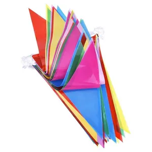 Factory Wholesale Bar And Festival Decoration PVC Colorful Bunting Triangle String Flag