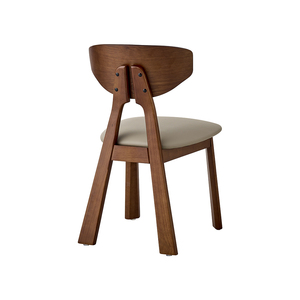 Chaises de salle à manger en bois massif de style nordique du milieu du siècle, rembourrées en cuir, luxueuses, minimalistes, modernes - Product Image 3