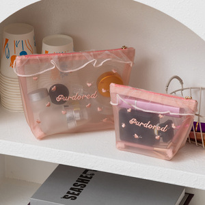 Waaluu Tùy Chỉnh Thêu Logo Xách Tay Màu Hồng Trang Điểm Lưu Trữ Túi Đơn Giản Thiết Kế Thoáng Khí Lưới Thời Trang Rửa Túi - Product Image 1