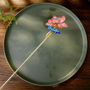 Épingle à cheveux de luxe rétro chinoise ancienne, motif pivoine riche, bâtonnet à cheveux fleur rose, accessoires pour femmes - Product Image 2