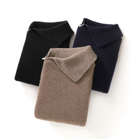 Pull en cachemire pour femme, col à revers, demi-fermeture éclair, épais, idéal pour l'automne et l'hiver.