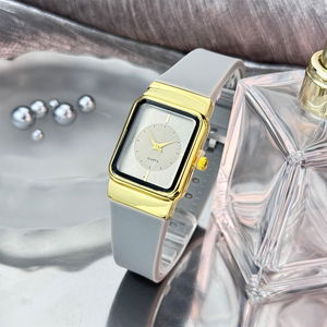 <span class=keywords><strong>Montre</strong></span> à quartz de luxe à cadran carré avec bracelet en silicone multicolore, boîtier doré vintage, accessoire de mode élégant pour <span class=keywords><strong>femme</strong></span>, cadeau - Product Image 6